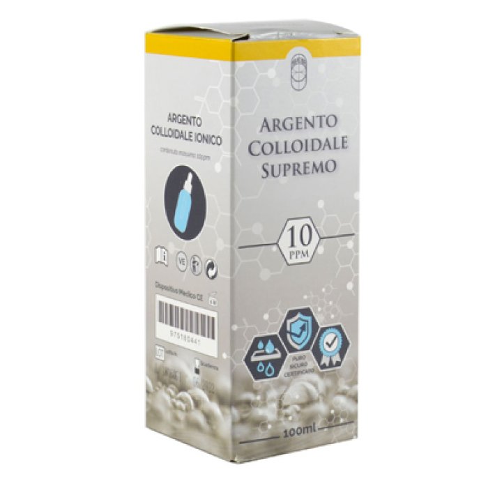Argento Colloidale Ionico Supremo 10 PPM Dispositivo Medico Contagocce 100 ml