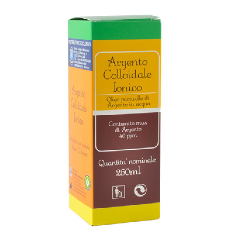 Argento Colloidale Ionico 40 Parti per Milione 250 Millilitri Soluzione Naturale ad Alta Concentrazione