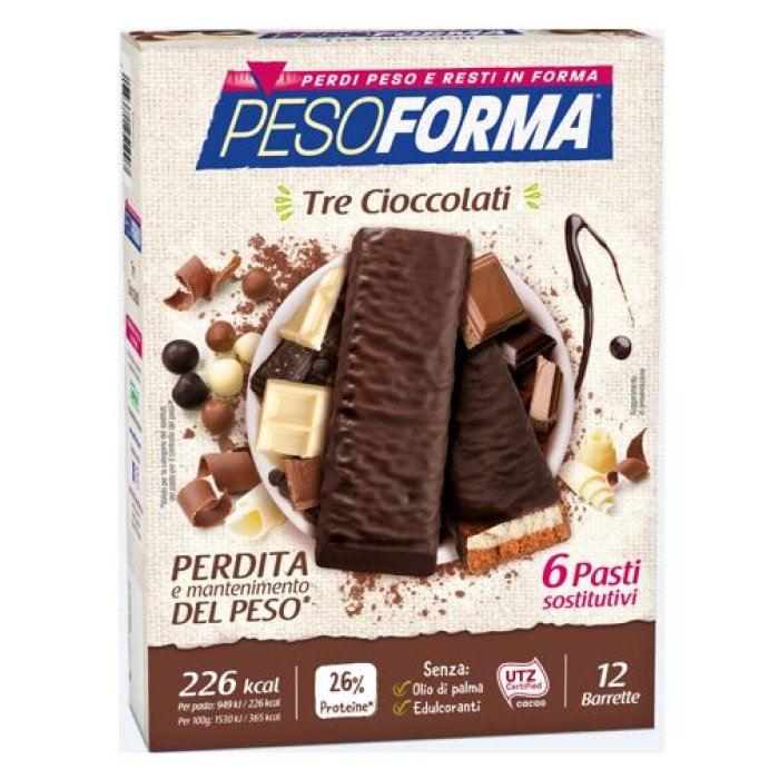 Nutrition & Sante' Italia Pesoforma Barrette 3 Cioccolati 372 G
