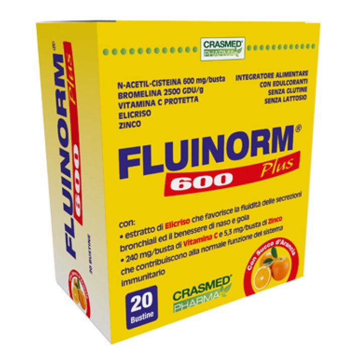 Fluinorm 600 Plus Granulato per Soluzione Orale 20 Bustine per Raffreddore e Influenza