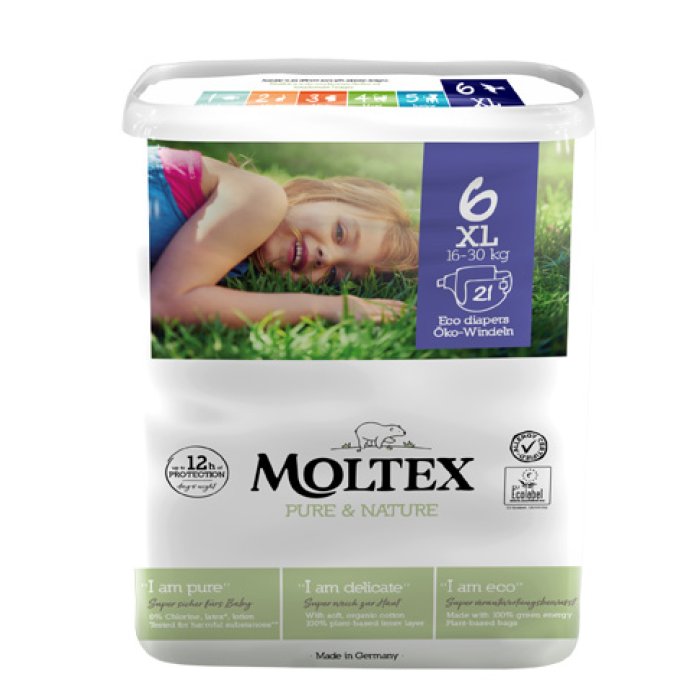 Moltex Pure & Nature Pannolini Taglia 6 XL 16-30 Kg 21 Pezzi