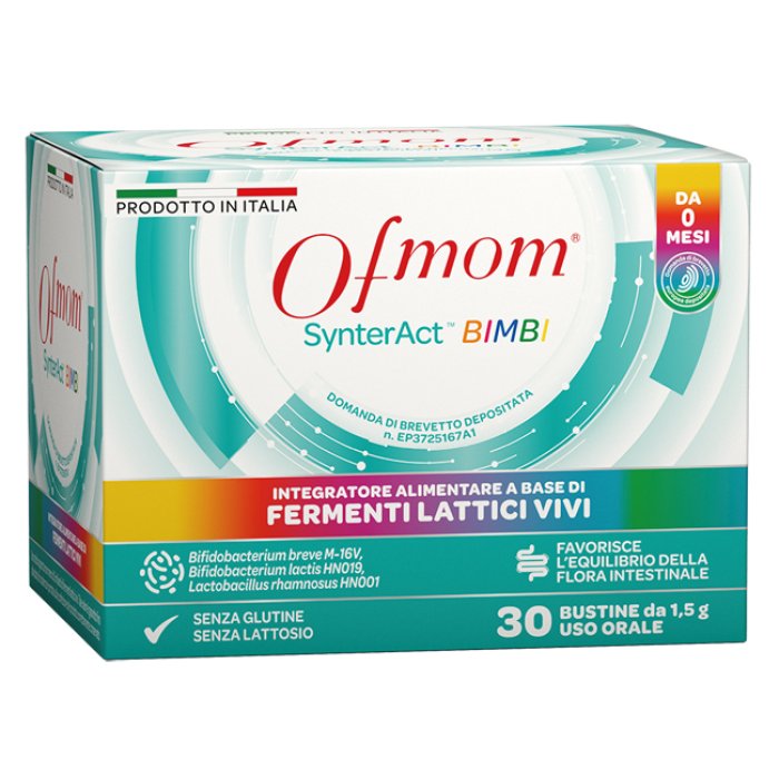 Ofmom Synteract Bimbi 30 Stick Integratore Probiotico e Prebiotico per il Benessere Intestinale dei Bambini