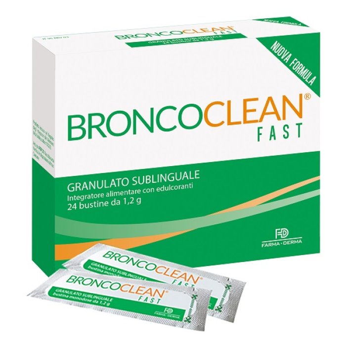 Broncoclean Fast integratore per tosse e catarro 24 bustine da 1,2 grammi per la funzionalità delle vie respiratorie
