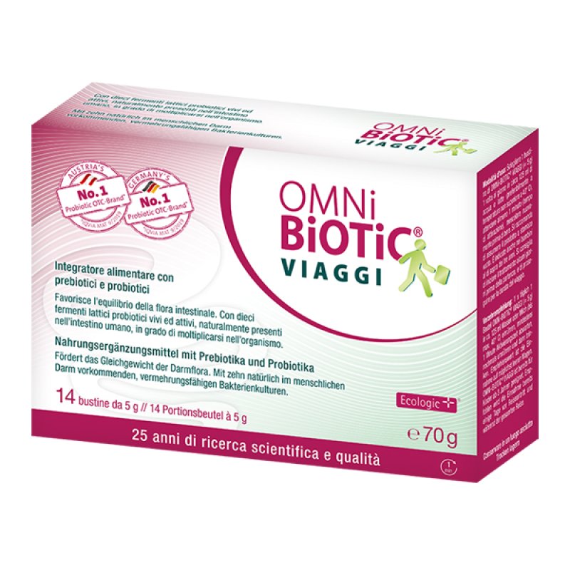 Omni Biotic Viaggi Integratore Probiotico per Intestino e Flora Batterica – 14 Bustine