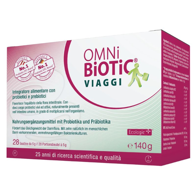 Omni Biotic Viaggi Integratore Probiotico Per Viaggiatori Per Equilibrio Intestinale E Difese Immunitarie 28 Bustine