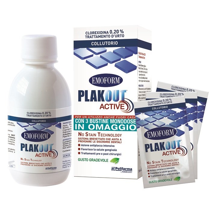 Emoform Plakout Active Clorexidina 0,20% Trattamento D'Urto 200ml + 3 Bustine Omaggio