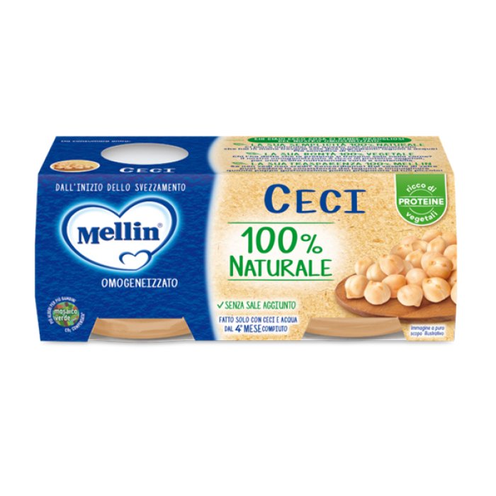 Mellin Omogeneizzato di Ceci per Bambini 2x80 g | Alimento Prima Infanzia in Vasetti