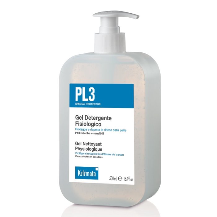 PL3 gel detergente fisiologico 500 ml - detergente corpo a pH fisiologico per pelli sensibili