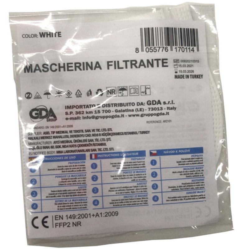 AYC101 MASCHERA FFP2 BIANCA 1P