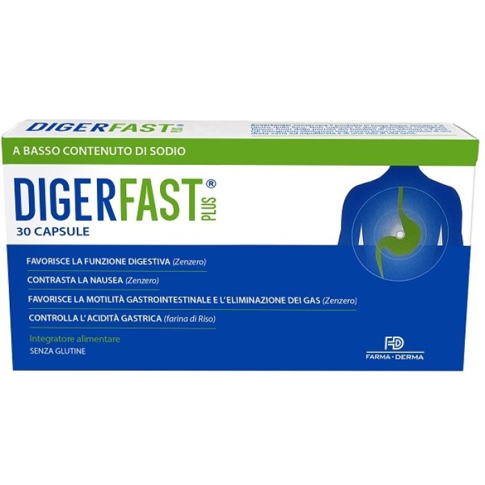 Digerfast Plus Integratore per Digestione e Gonfiore di Stomaco 30 Capsule