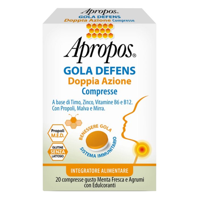 Apropos Gola Defens Doppia Azione per gola e difese 20 compresse gusto menta e agrumi