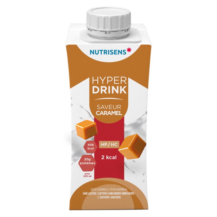 Hyperdrink 2 chilocalorie per millilitro gusto caramello confezione da quattro bottiglie da duecento millilitri integratore nutrizionale ipercalorico per adulti