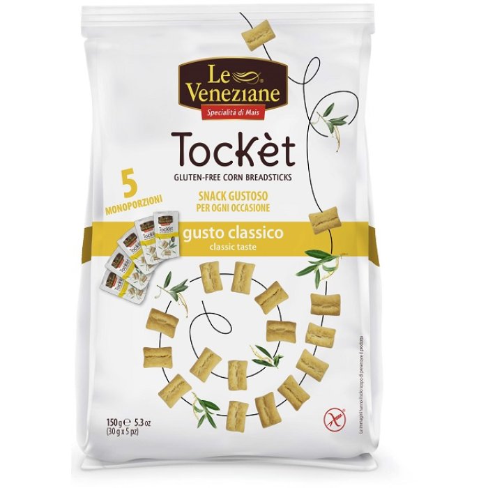 Le Veneziane Tocket Class Snack Salato Senza Glutine 150 Grammi Croccantini Tipo Cracker