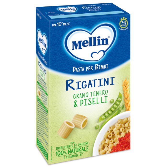 Mellin Rigatini con piselli - pastina di semola con piselli per lo svezzamento