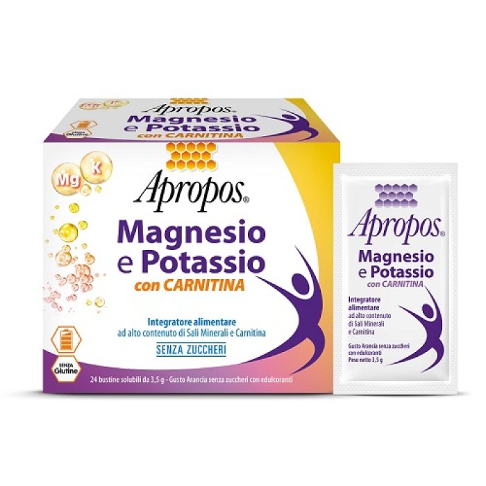 Apropos Magnesio e Potassio con Carnitina Integratore Alimentare 24 Bustine