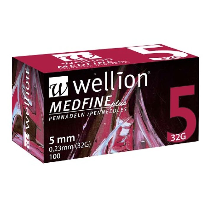 Wellion Medfine Aghi per Penna Insulina 32 Gauge 5 Millimetri Confezione da 100 Pezzi