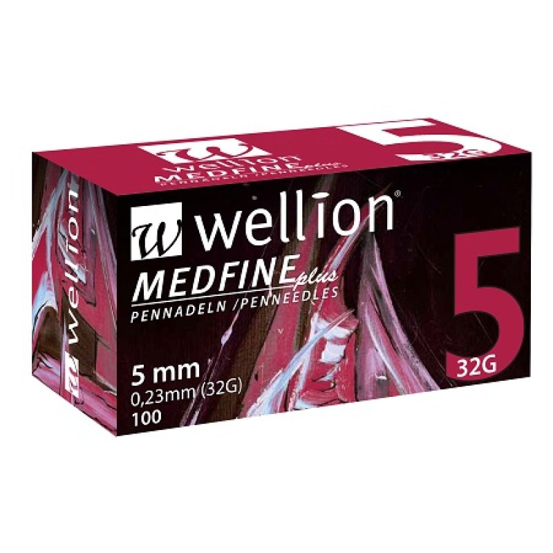 Wellion Medfine Aghi per Penna Insulina 32 Gauge 5 Millimetri Confezione da 100 Pezzi