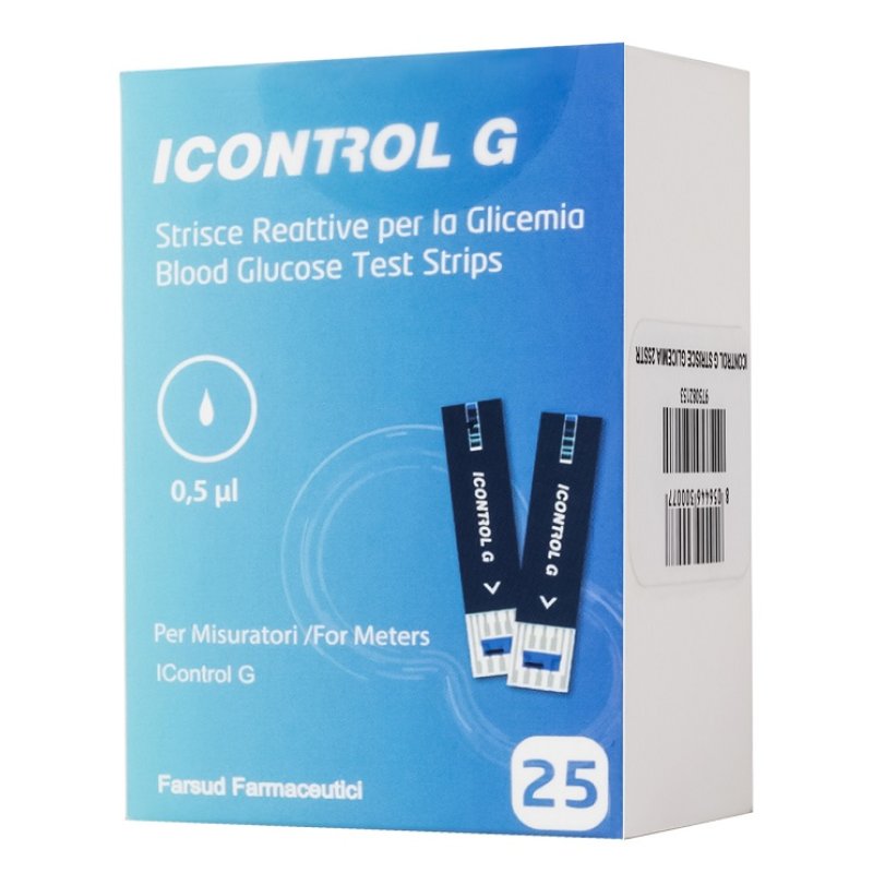 Icontrol G strisce reattive per la misurazione della glicemia 25 pezzi Icontrol G strisce reattive per la misurazione della glicemia 25 pezzi