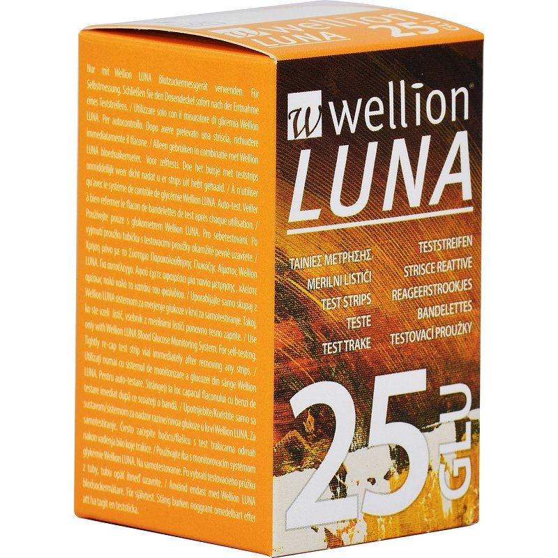 Med Trust Wellion Luna Strisce Per La Misurazione Della Glicemia 25 Pezzi