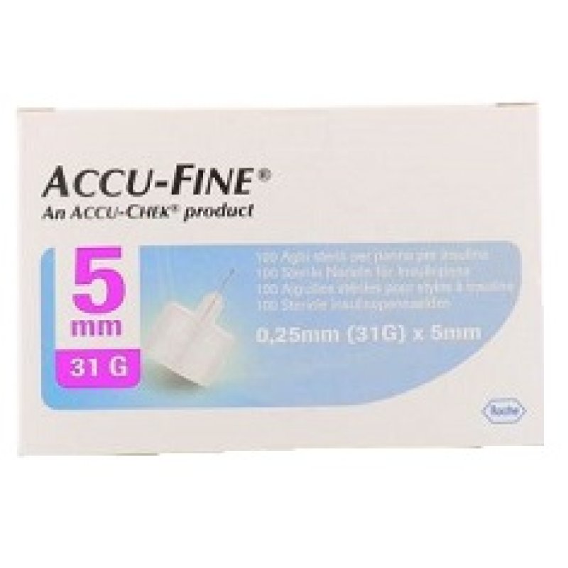 Roche Accu Chek Accu Fine Ago Per Penna Da Insulina 5 mm 31 G 100 Pezzi