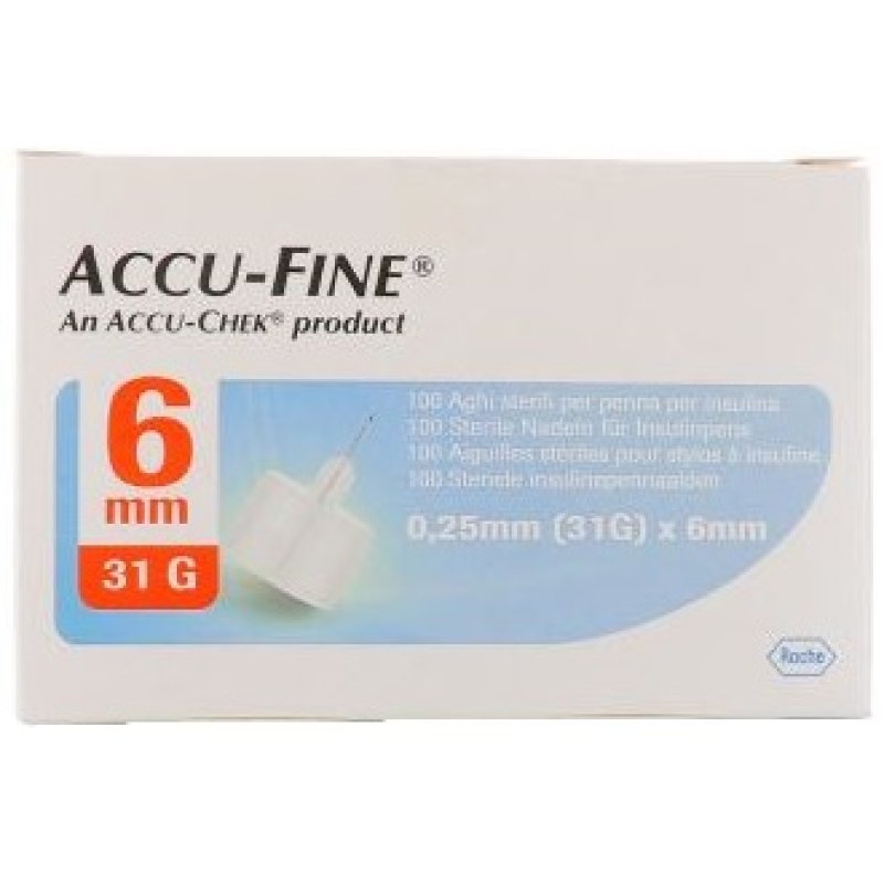 Roche Accu Chek Accu Fine Ago Per Penna Da Insulina 6 mm 31 G 100 Pezzi