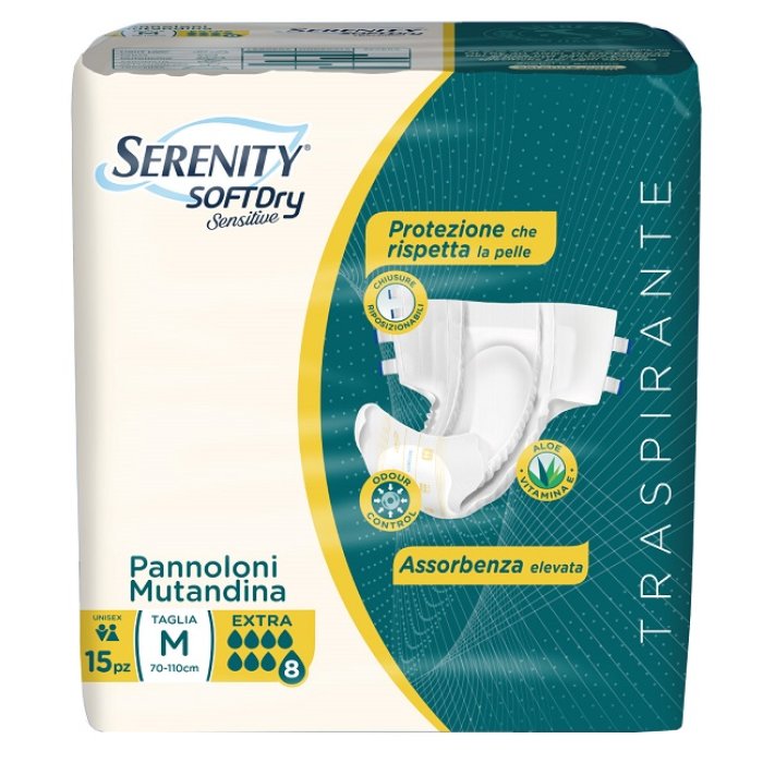 Serenity Mutandine Assorbenti Sensitive Extra Taglia M per Incontinenza, Confezione da 15 Pezzi