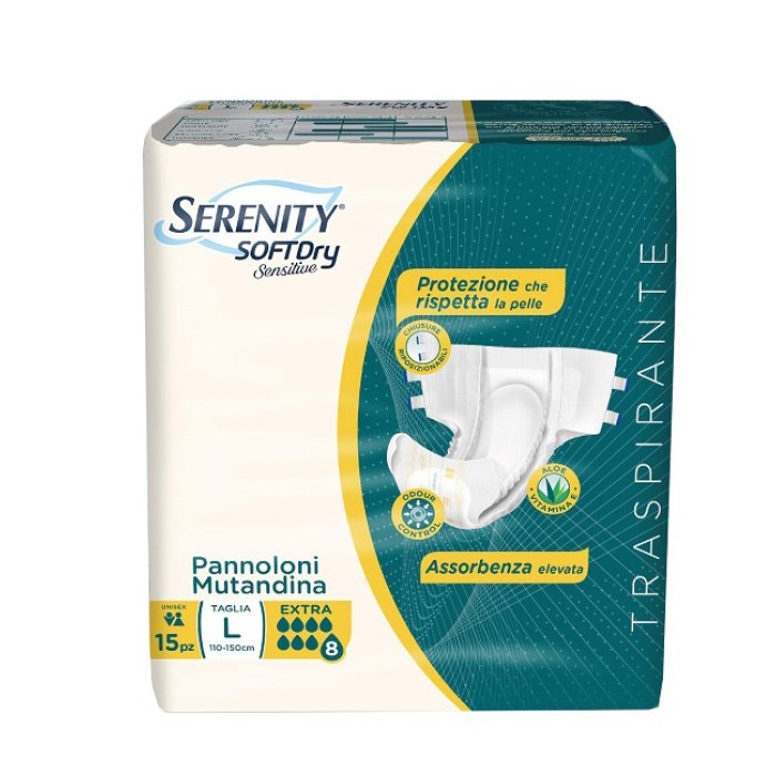 Serenity Mutandine Assorbenti Sensitive Extra Taglia L per Incontinenza Adulti, Confezione da 15 Pezzi