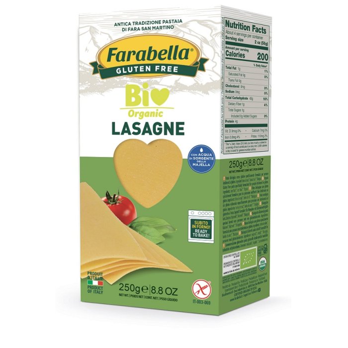 Farabella lasagna bio 250 g - lasagne di pasta senza glutine biologica