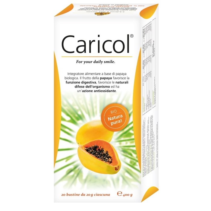 Caricol 20 Bustine Bio Integratore Naturale a Base di Papaya per Benessere Intestinale