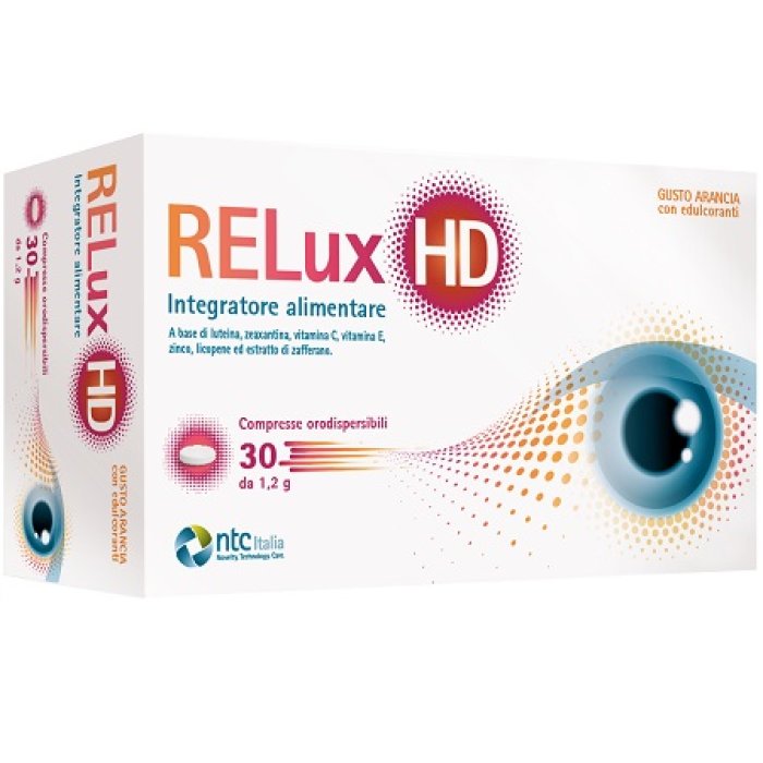 Relux HD 30 compresse - integratore con luteina zeaxantina vitamine C ed E zinco licopene e zafferano per salute degli occhi