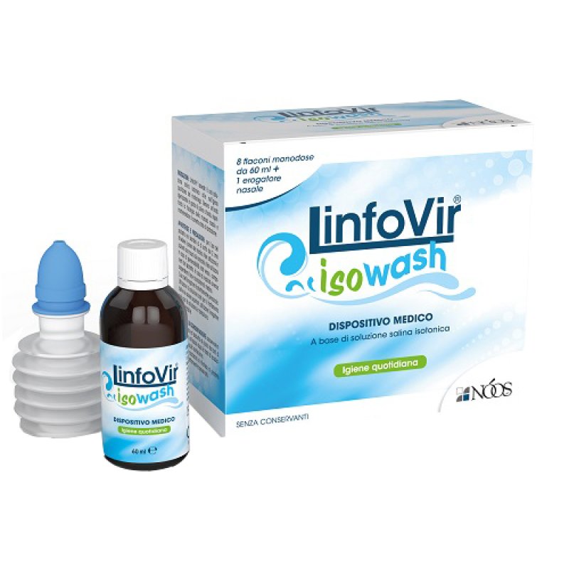 Noos LinfoVir Isowash Soluzione Salina Isotonica 8x60 ml + Erogatore Nasale