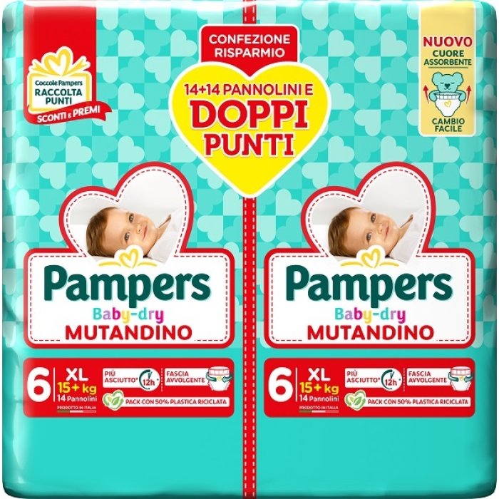 Pampers Baby Dry Mutandino Duo DownCount XL 28 pezzi - pannolini a mutandina facile cambio