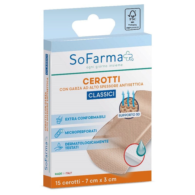 Cerotti Classici 7 x 3 Centimetri 15 Pezzi per Ferite e Abrasioni - Sofarmapiu Olx and E-commerce Salute