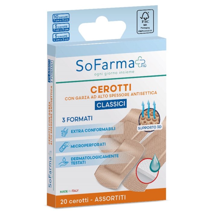 Cerotti Classici Assortiti 20 Pezzi – Cerotti Adesivi Resistenti per Uso Quotidiano e Sport