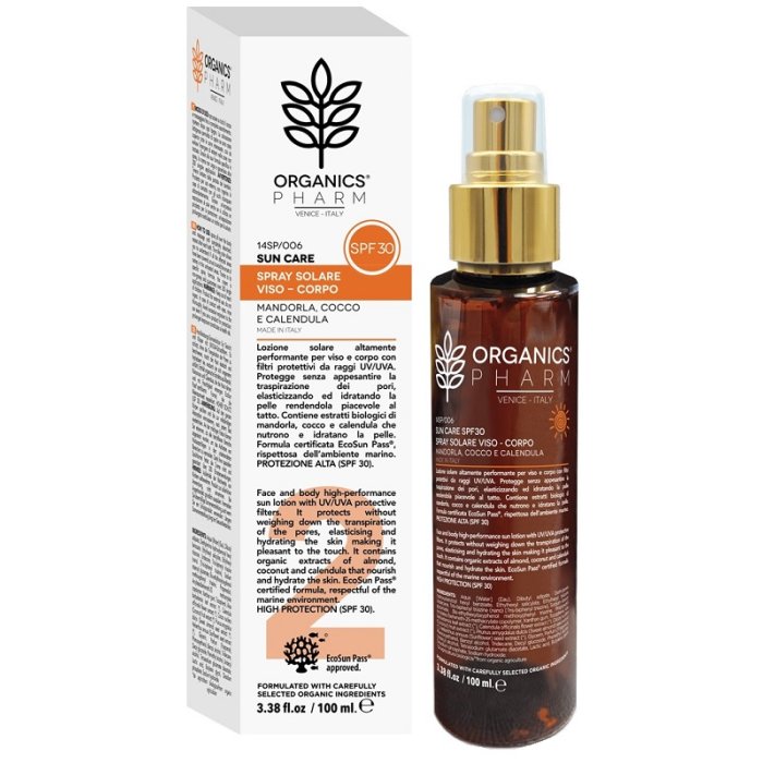 Sma Organics Pharm Spray Solare Viso Corpo Spf30 100 Ml