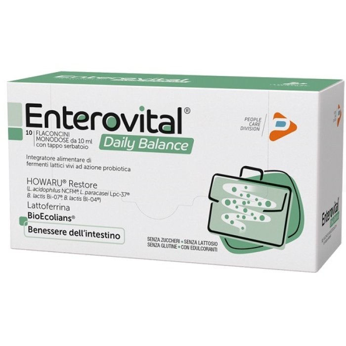 Enterovital Daily Balance Integratore per Equilibrio Intestinale e Flora Batterica 10 Flaconcini Orali