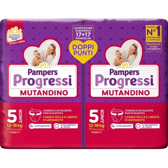 Fater Pampers Progressi Mutandino Junior Pacco Doppio 34 Pezzi