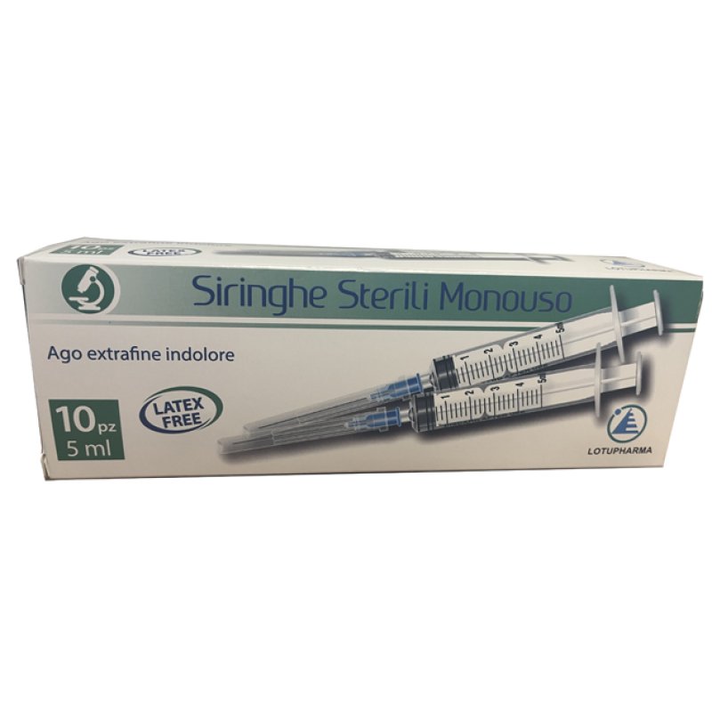 Siringhe Sterili Monouso 5 ml con ago extrafine indolore - Confezione da 10