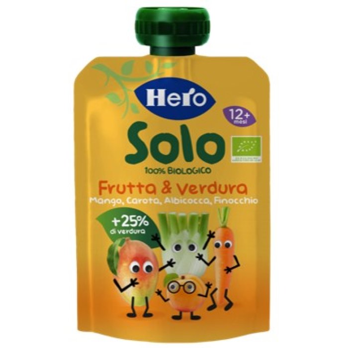 Hero Solo omogeneizzato mango e albicocca 100 g - omogeneizzato biologico senza zuccheri aggiunti