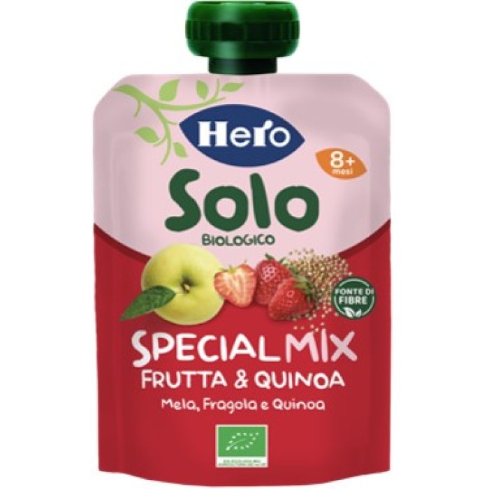 Hero Solo Bio Special Mix Mela, Fragola e Quinoa 100 g Purea biologica per l'infanzia