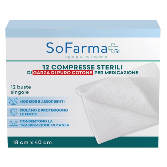 SF+ compresse di cotone 18x40 cm 12 pezzi - teli in cotone per uso medico