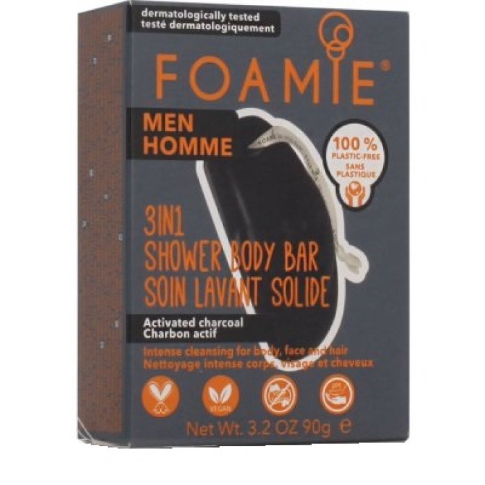 Foamie What A Men Uomo Doccia Shampoo and Face Bar 3 in 1 Solido Corpo Capelli Viso, Cura Naturale per the Modern Amazon Man