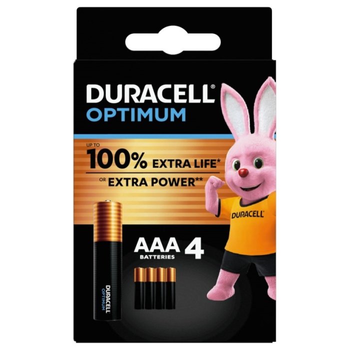 Duracell Optimum Pile Alcaline AAA Ministilo Confezione da 4 Batterie ad Alte Prestazioni