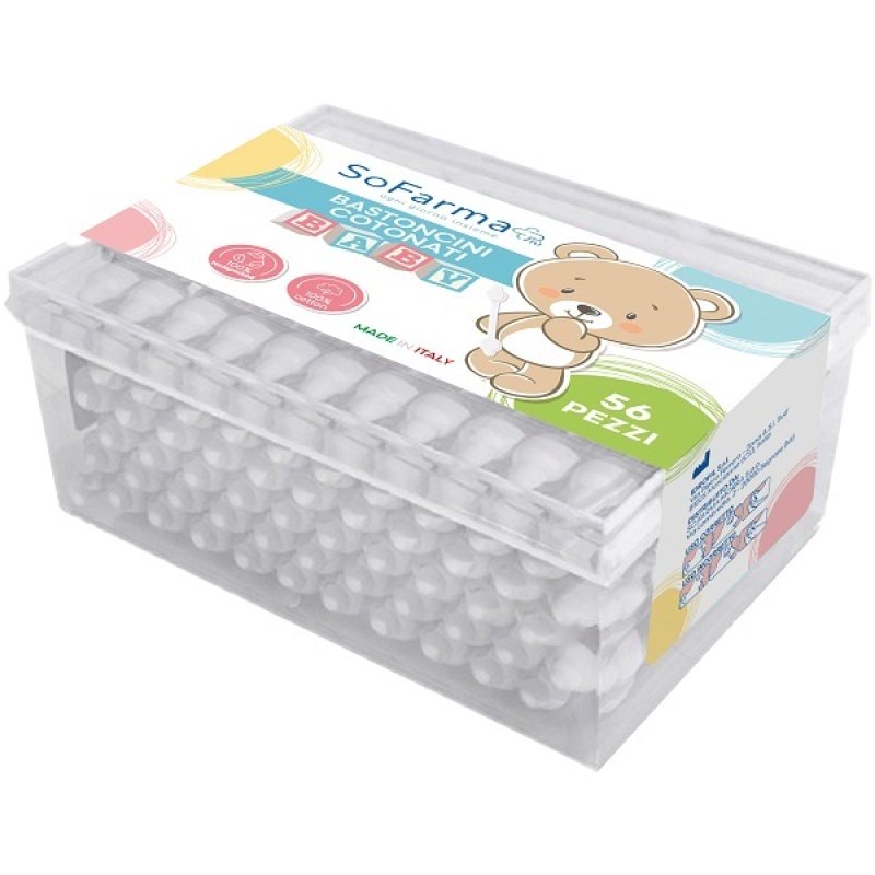 Bastoncini Cotonati Baby in Cotone Puro 56 Pezzi – Bastoncini Ovetto Delicati per Neonati e Bambini