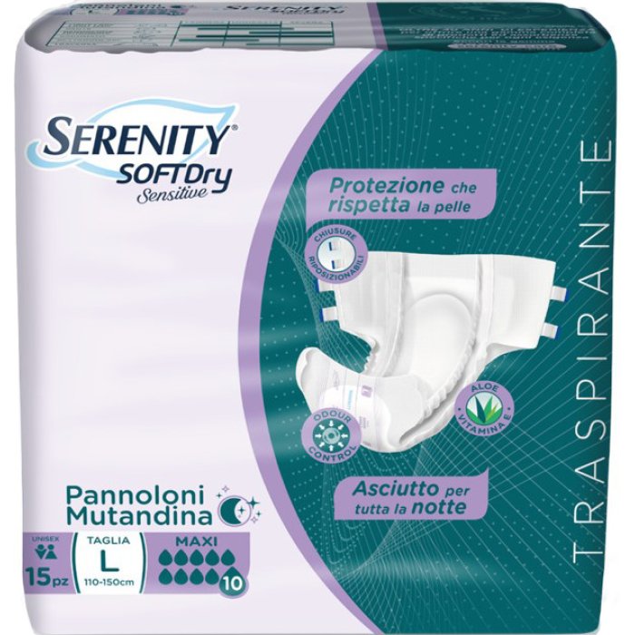 Serenity Pannolini Mutandina Super Dry Maxi Taglia L per Incontinenza Adulti 15 Pezzi