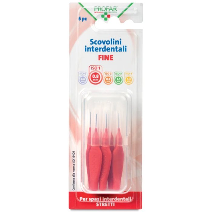 Profar Scovolini Interdentali Rosso Fine Iso 1 0.8mm 6 Pezzi