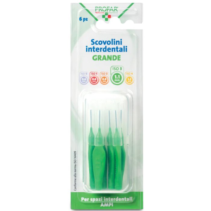 Profar Scovolini Interdentali Verde Grande Iso 3 1.1mm 6 Pezzi