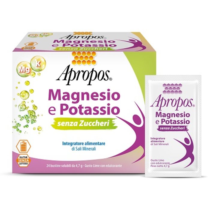 Apropos Magnesio e Potassio Integratore Alimentare gusto Lime 24 Bustine