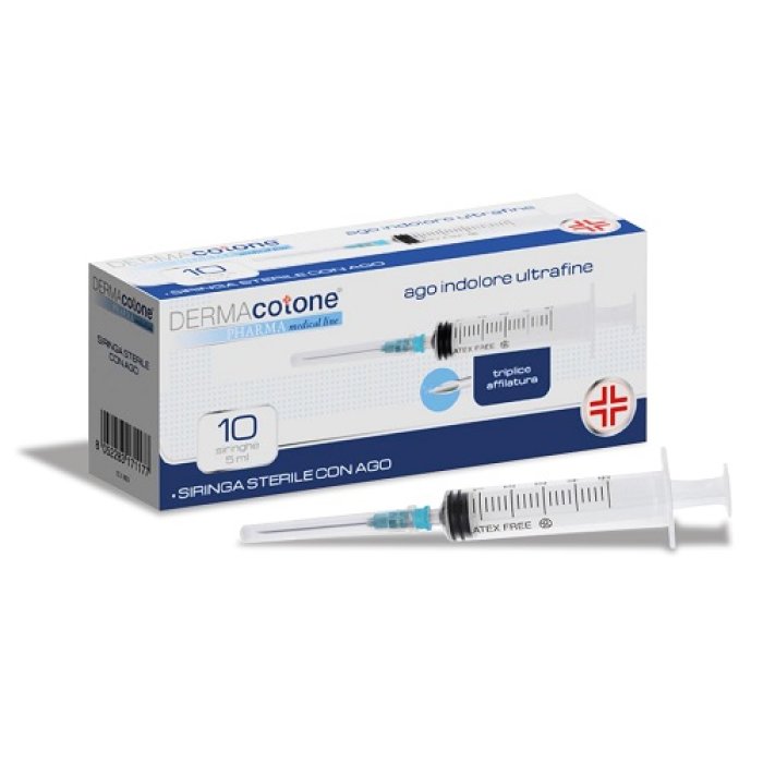 Dermacotone Siringhe 5 Millilitri con Ago 23 Gauge, Confezione da 10 Pezzi, the Safe Formula and Precisione per Iniezioni Cutanee