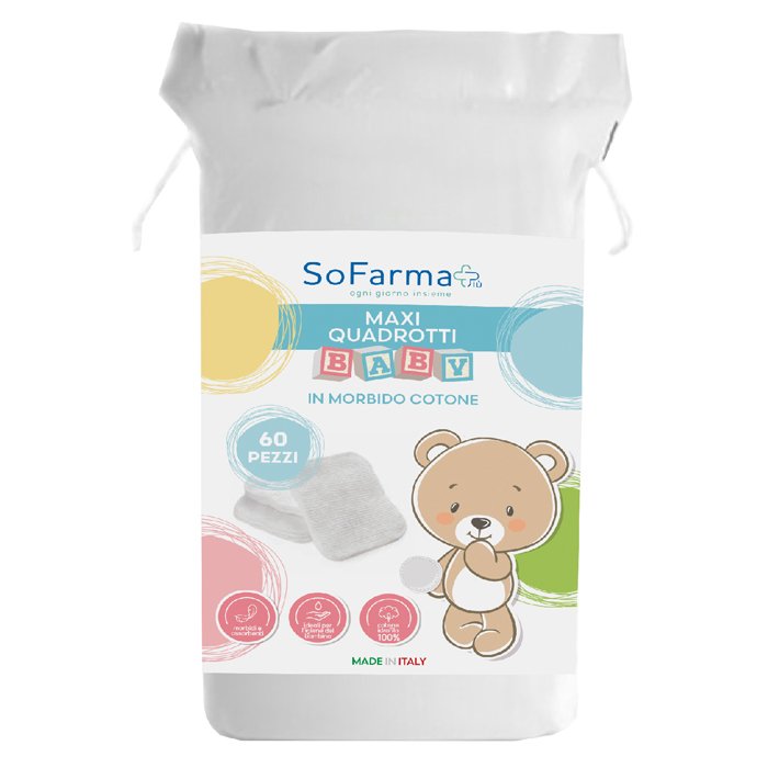 Sofarma+ maxi quadrotti baby in cotone 60 pezzi